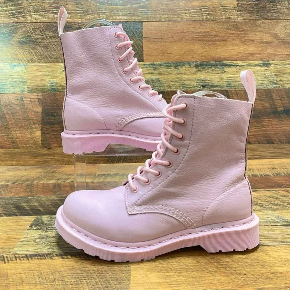Dr. Martens Women’s 1460 Pascal Mono Boot Pink Chalk Virginia Leather Size 8